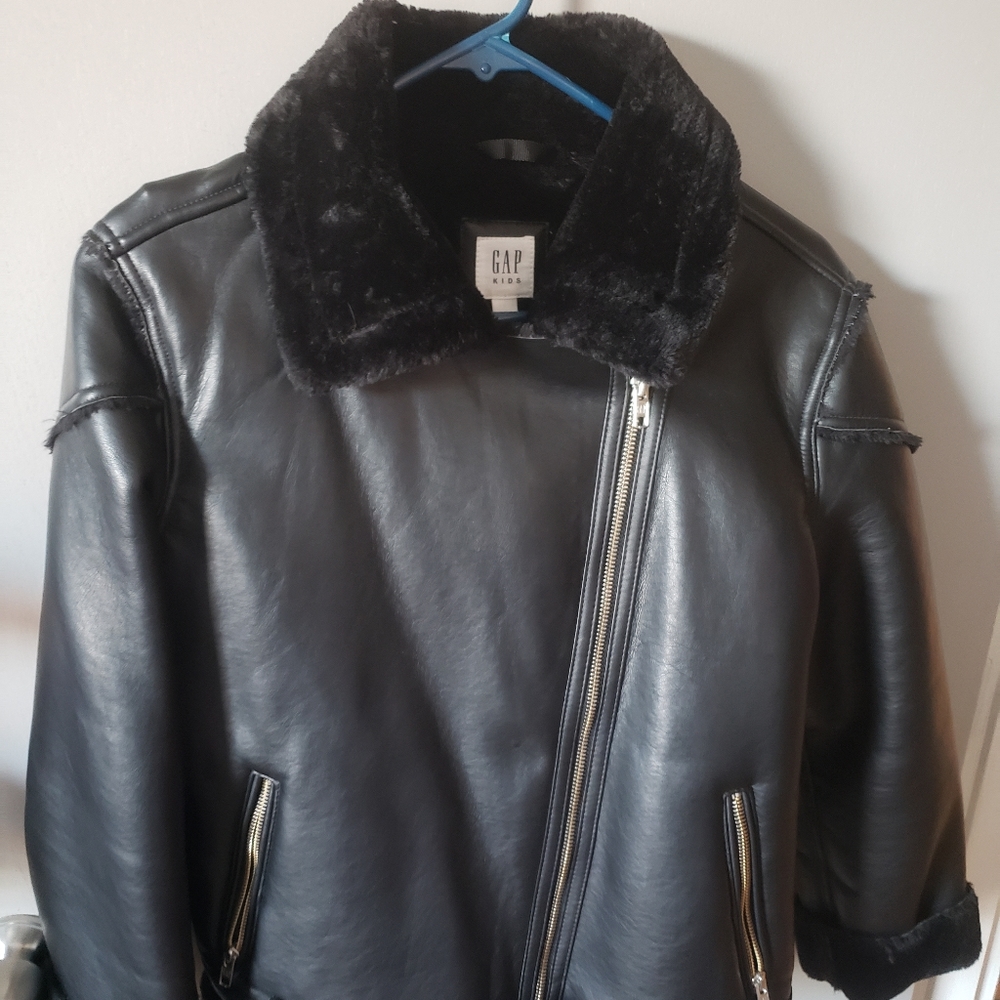 GAP Girl's Faux Leather Jacket - XXL - Black